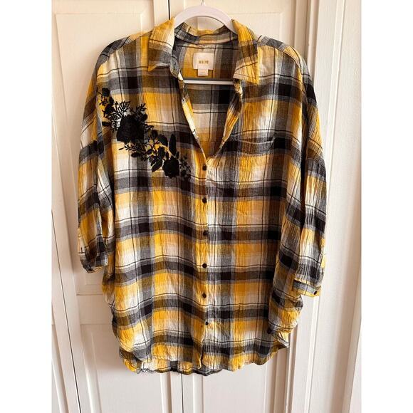 Anthropologie Maeve Oversized Embroidered Flannel Size XS/S - Picture 3 of 8